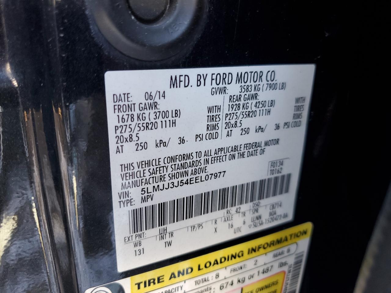 2014 Lincoln Navigator L VIN: 5LMJJ3J54EEL07977 Lot: 91568065