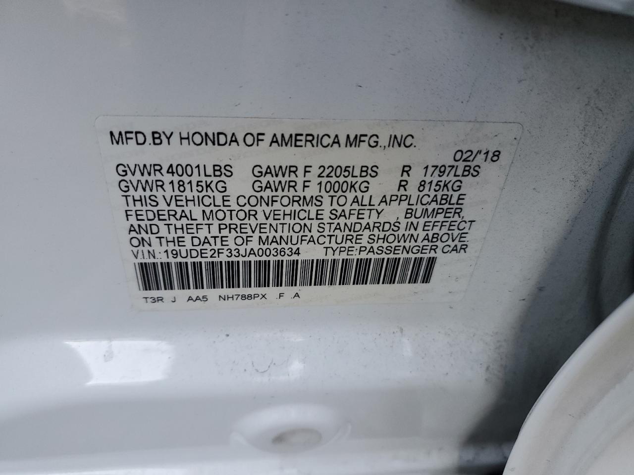 2018 Acura Ilx Base Watch Plus VIN: 19UDE2F33JA003634 Lot: 93392465