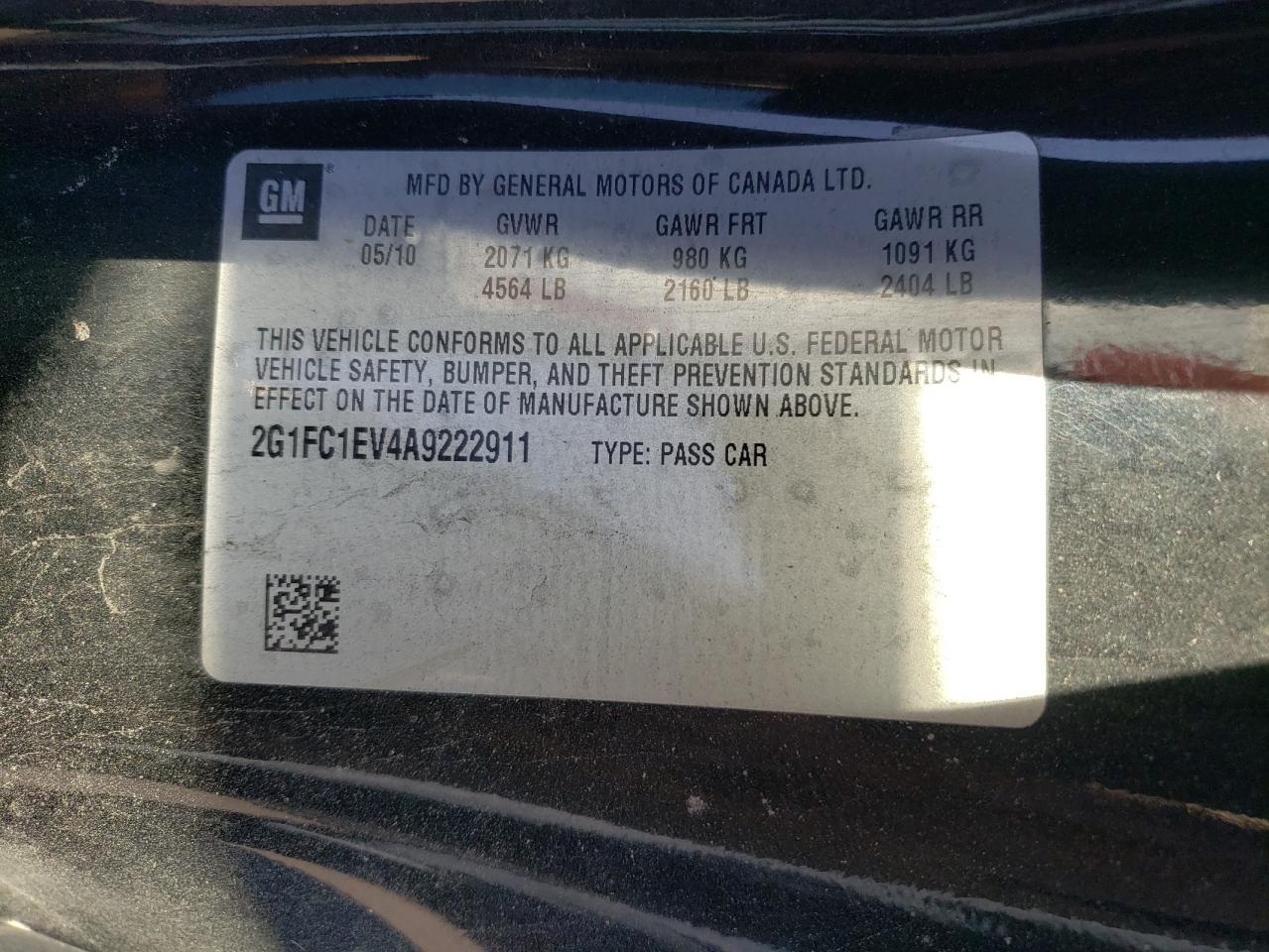 2010 Chevrolet Camaro Lt VIN: 2G1FC1EV4A9222911 Lot: 93133405