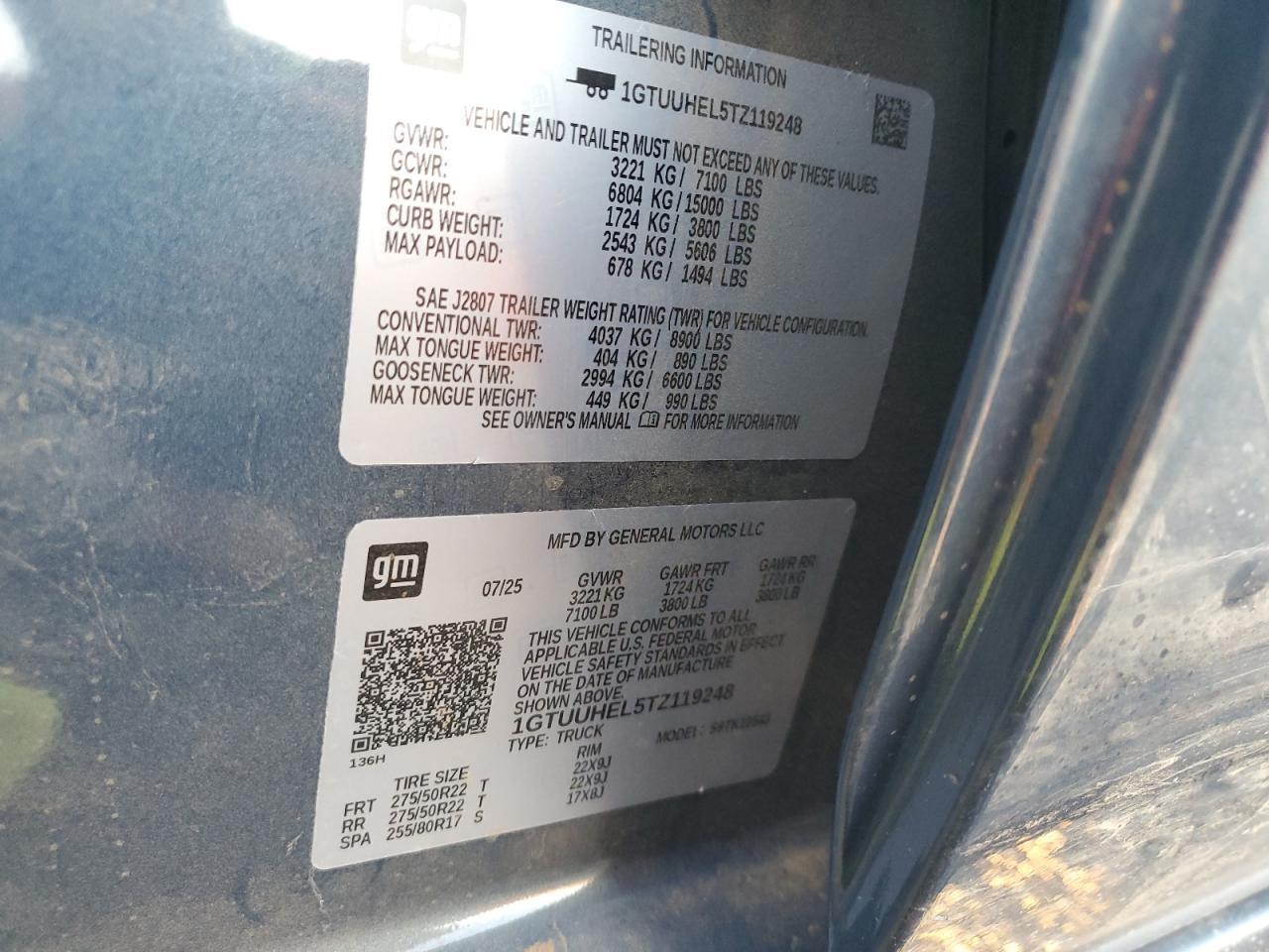 2026 GMC Sierra K1500 Denali Ultimate VIN: 1GTUUHEL5TZ119248 Lot: 91468725