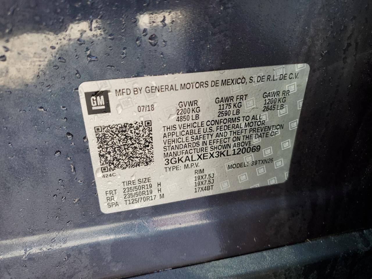 2019 GMC Terrain Denali VIN: 3GKALXEX3KL120069 Lot: 91827775