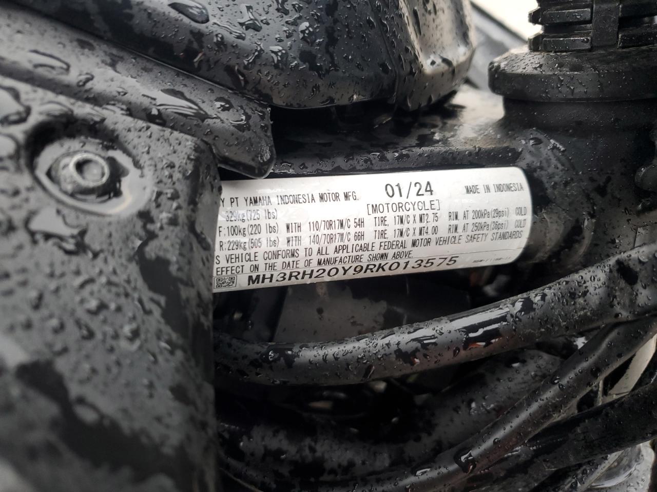 2024 Yamaha Mt-03 VIN: MH3RH20Y9RK013575 Lot: 92392285