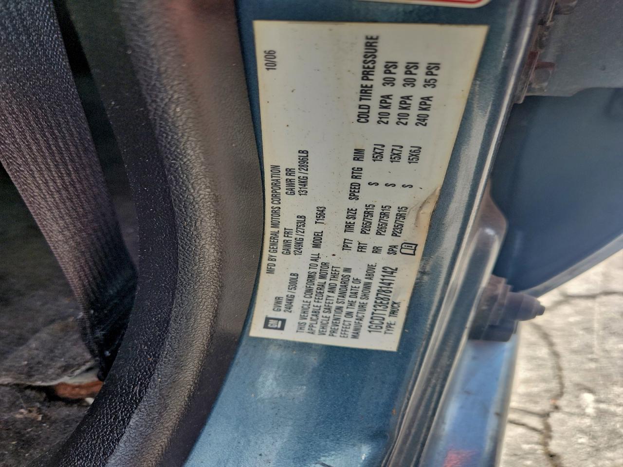 2007 Chevrolet Colorado VIN: 1GCDT13E878141142 Lot: 92830565