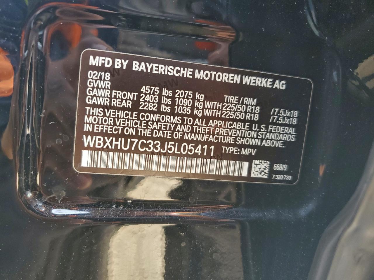 2018 BMW X1 Sdrive28I VIN: WBXHU7C33J5L05411 Lot: 94303445