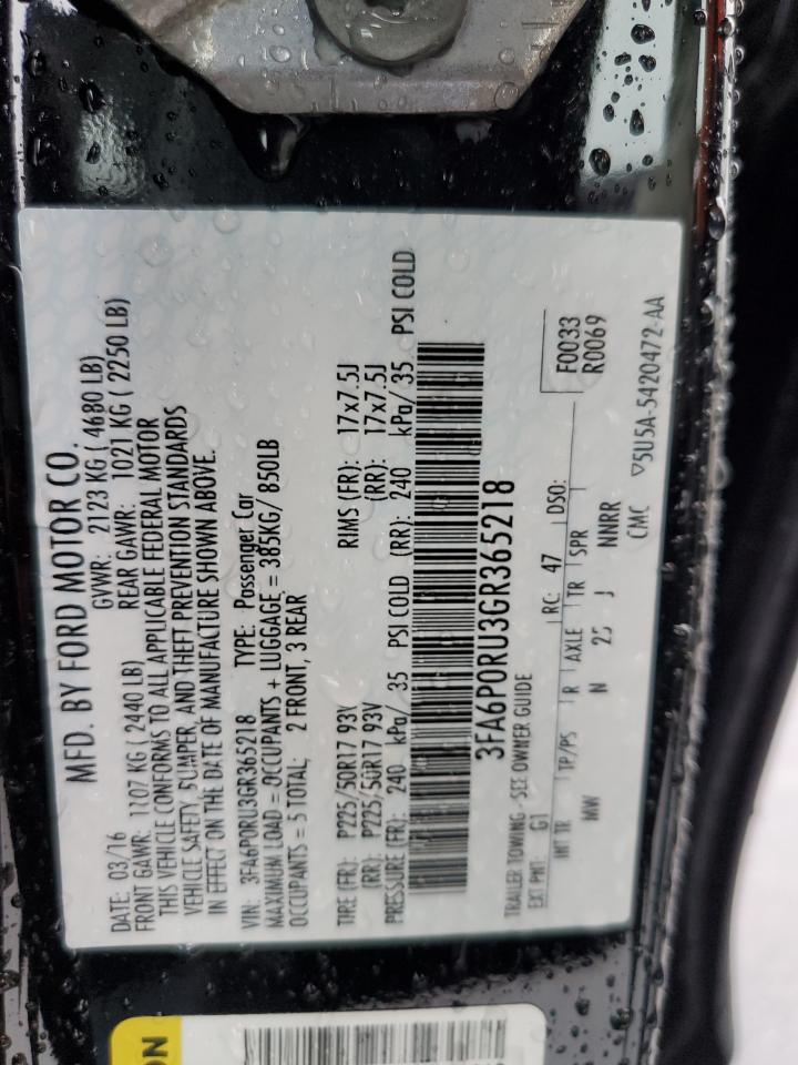 2016 Ford Fusion Titanium Hev VIN: 3FA6P0RU3GR365218 Lot: 91932335