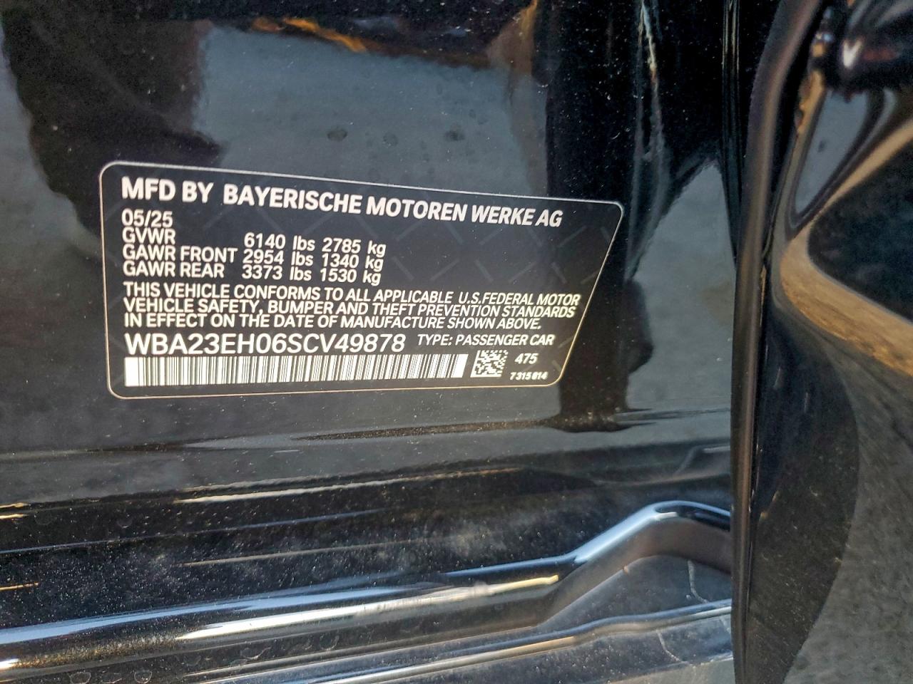 2025 BMW 740 I VIN: WBA23EH06SCV49878 Lot: 94314675