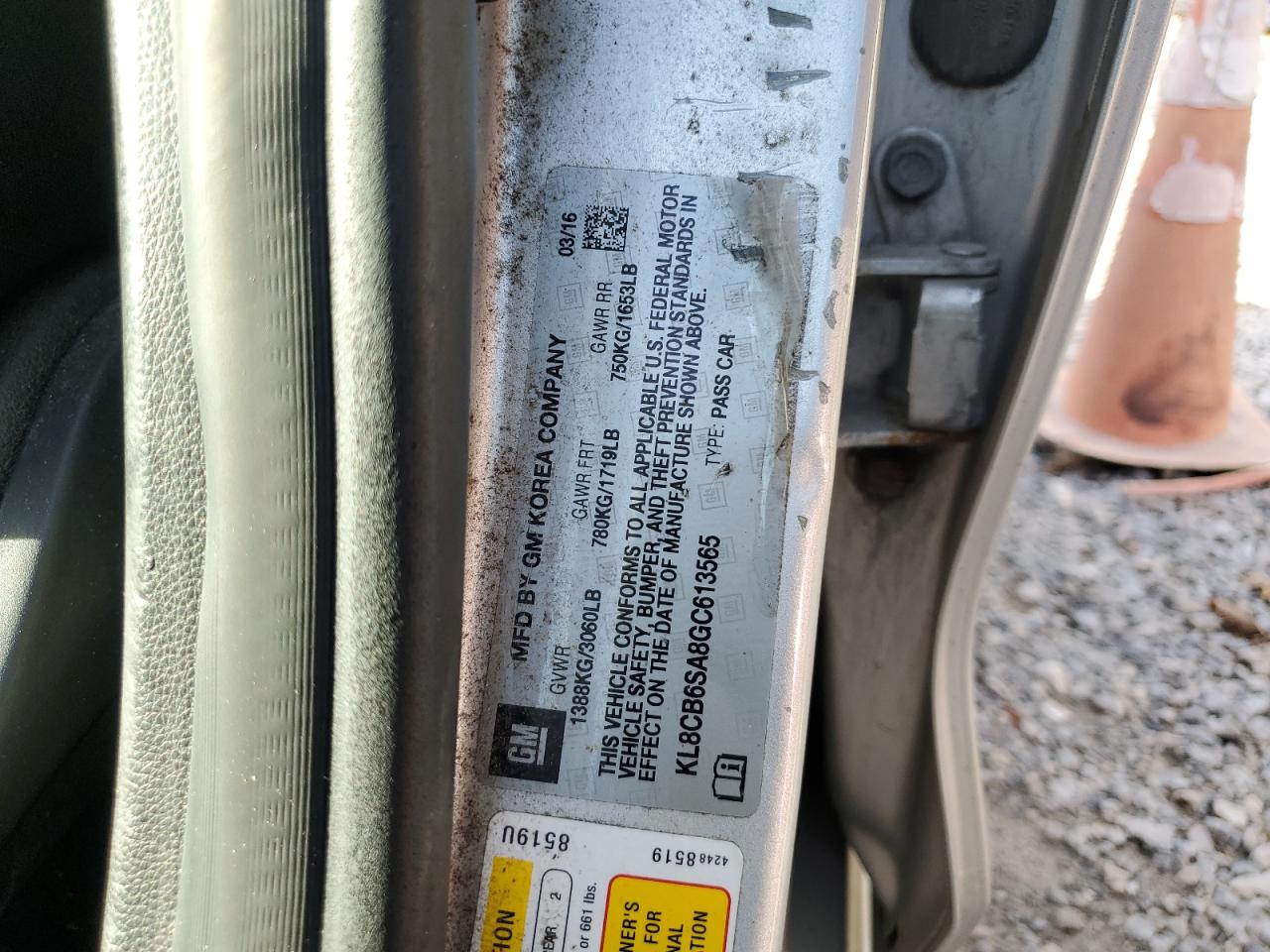 2016 Chevrolet Spark Ls VIN: KL8CB6SA8GC613565 Lot: 92014775