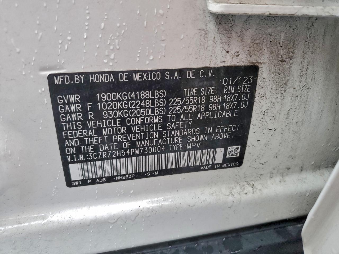 2023 Honda Hr-V Sport VIN: 3CZRZ2H54PM730004 Lot: 94274565