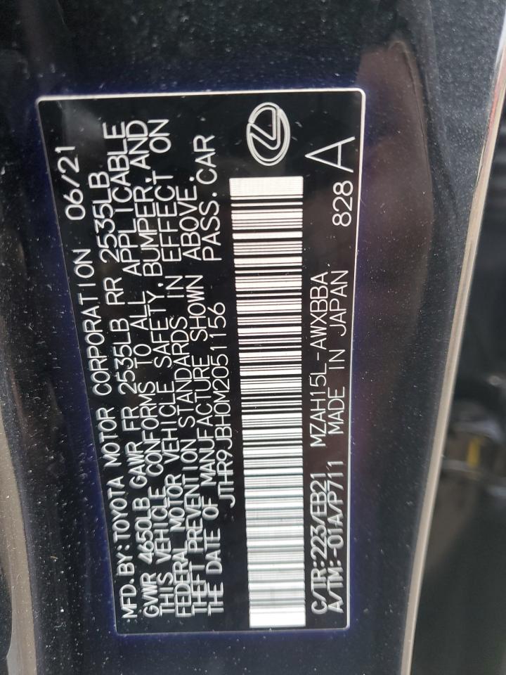 2021 Lexus Ux 250H VIN: JTHR9JBH0M2051156 Lot: 92990525