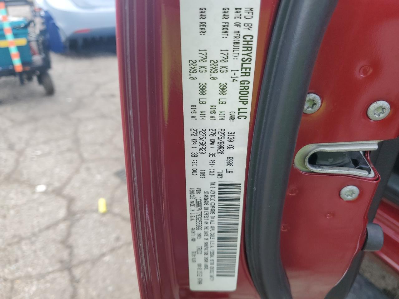 2014 Ram 1500 Laramie VIN: 1C6RR7VT7ES255966 Lot: 91830445