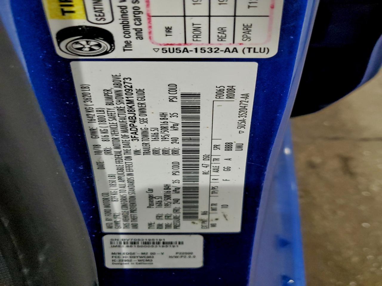 2019 Ford Fiesta Se VIN: 3FADP4BJ8KM109273 Lot: 93839175