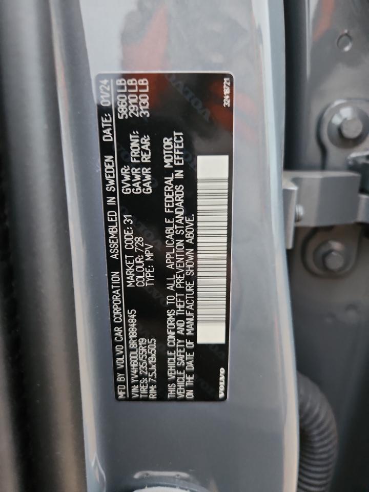 2024 Volvo Xc60 Plus VIN: YV4H60DL8R1884845 Lot: 93274285