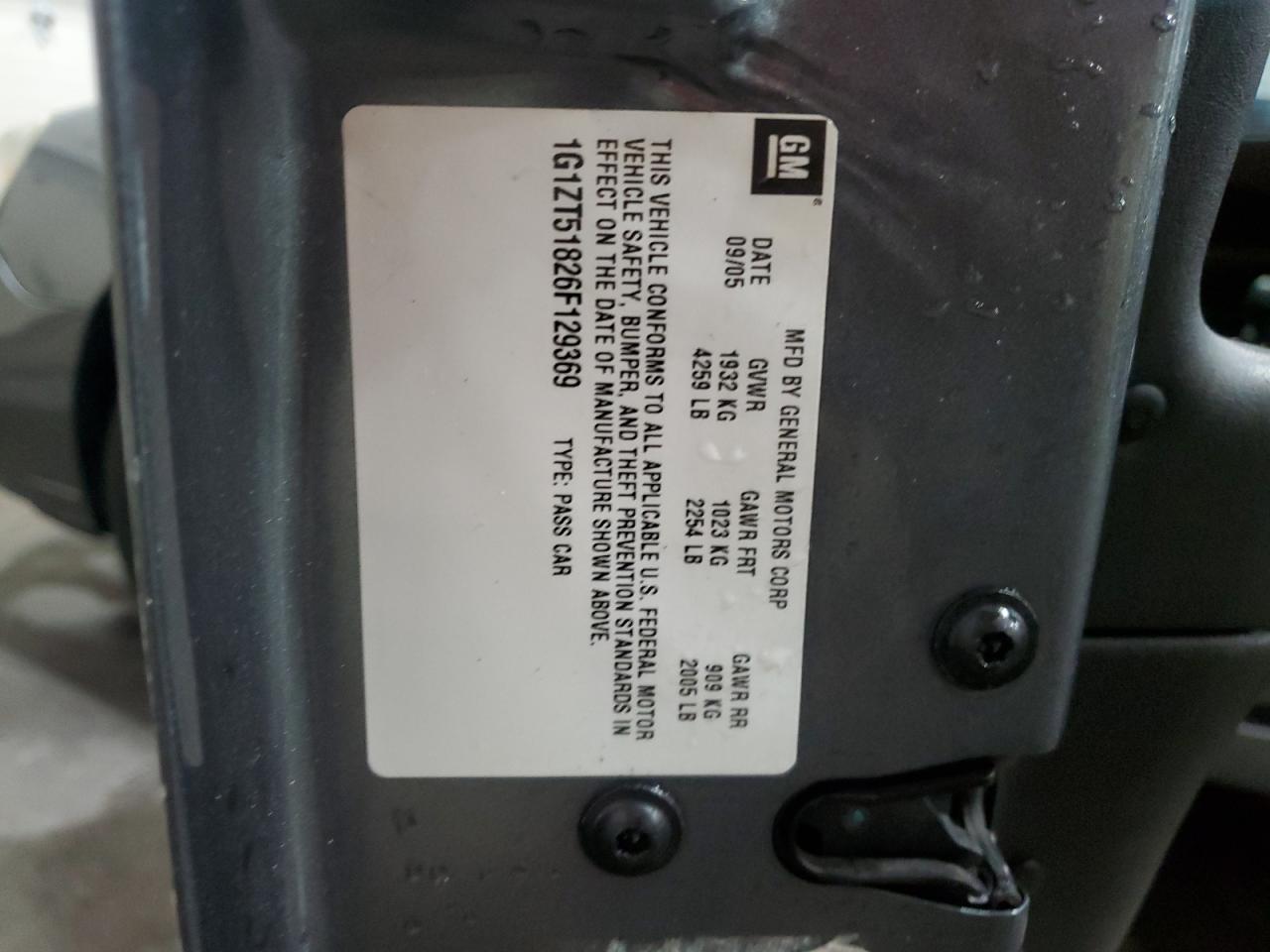 2006 Chevrolet Malibu Lt VIN: 1G1ZT51826F129369 Lot: 92723675