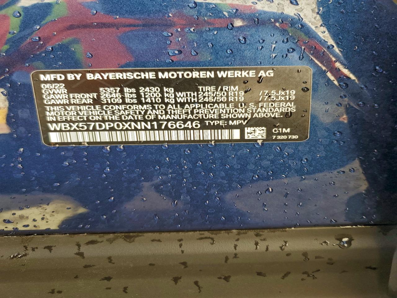 2022 BMW X3 xDrive30I VIN: WBX57DP0XNN176646 Lot: 93379355