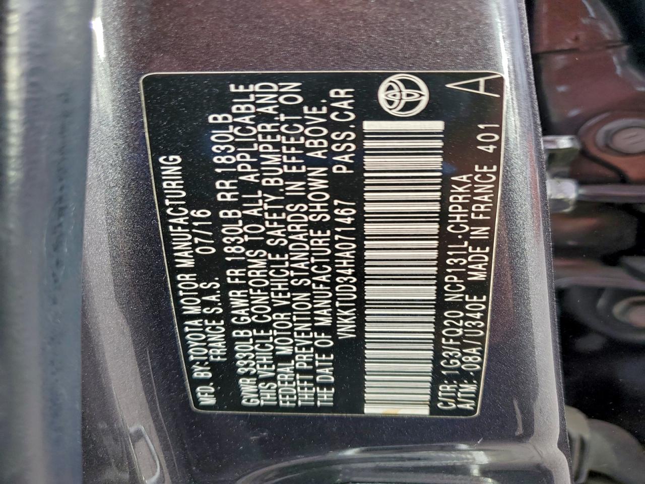 2017 Toyota Yaris L VIN: VNKKTUD34HA071467 Lot: 94423405