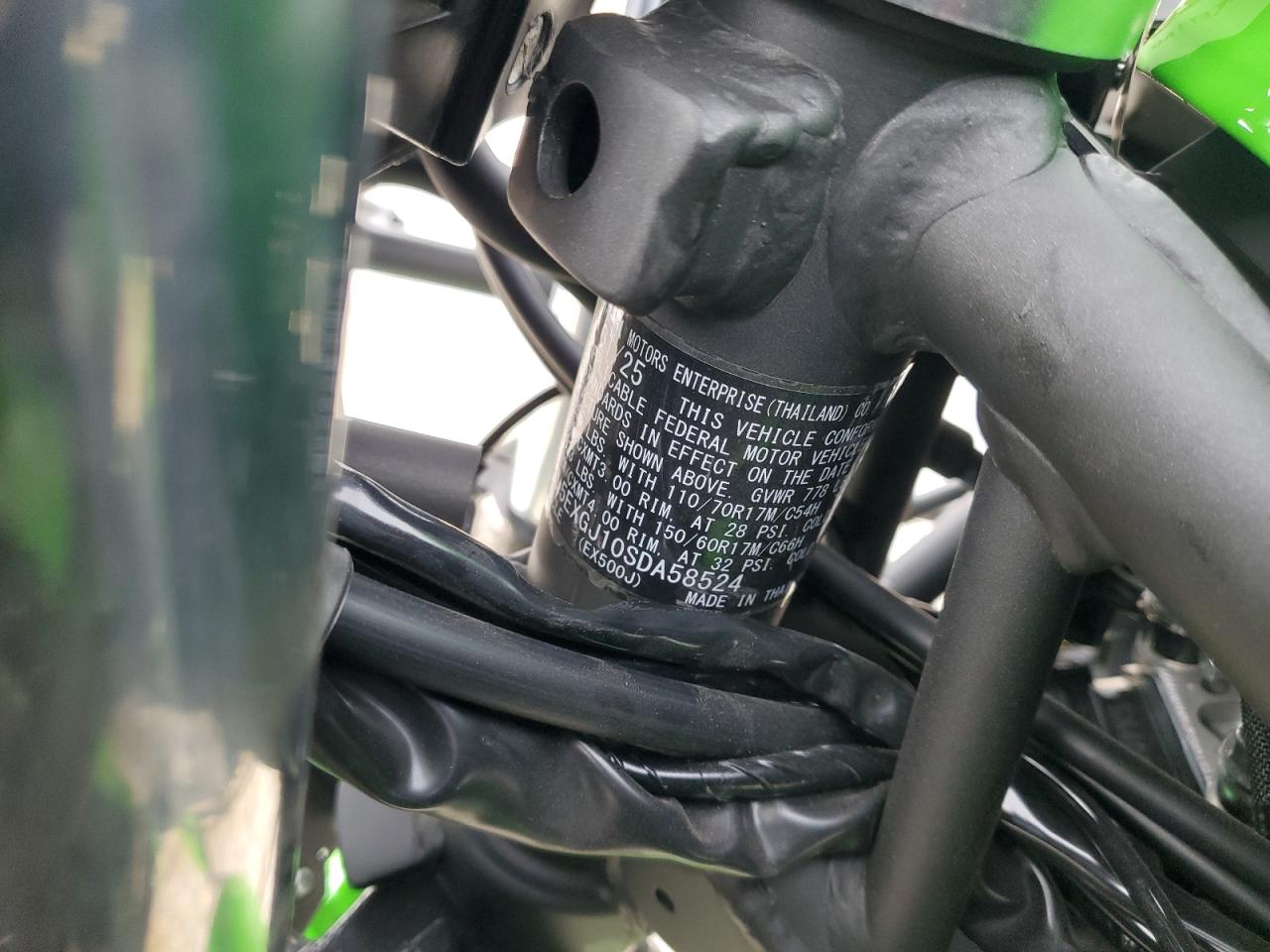 2025 Kawasaki Ex500 A VIN: ML5EXGJ10SDA58524 Lot: 91592165