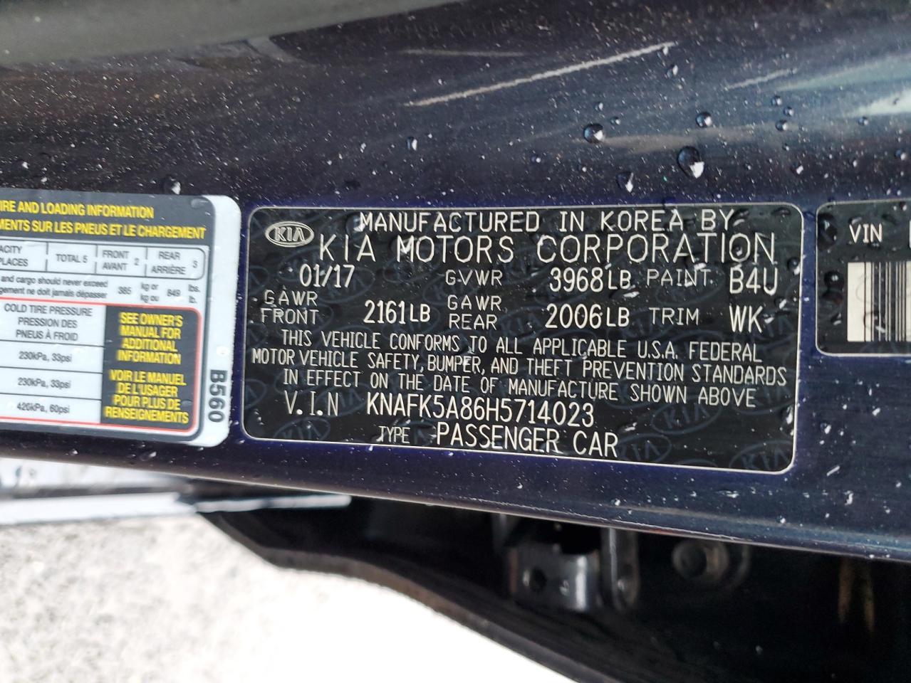 2017 Kia Forte Lx VIN: KNAFK5A86H5714023 Lot: 93480805