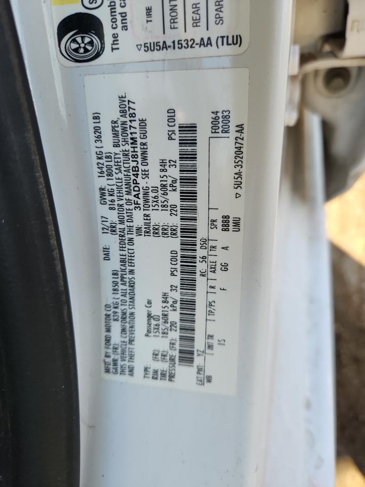 2017 Ford Fiesta Se VIN: 3FADP4BJ8HM171877 Lot: 93005645