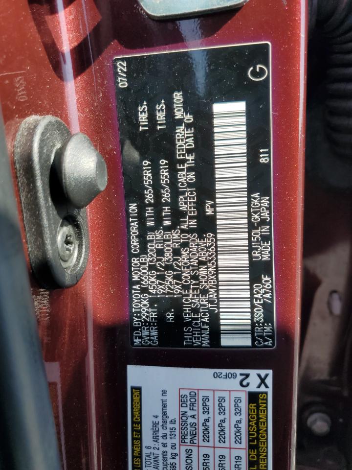 2022 Lexus Gx 460 VIN: JTJAM7BX9N5336359 Lot: 90699745