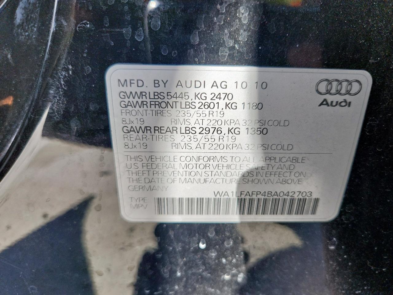 2011 Audi Q5 Premium Plus VIN: WA1LFAFP4BA042703 Lot: 92947115