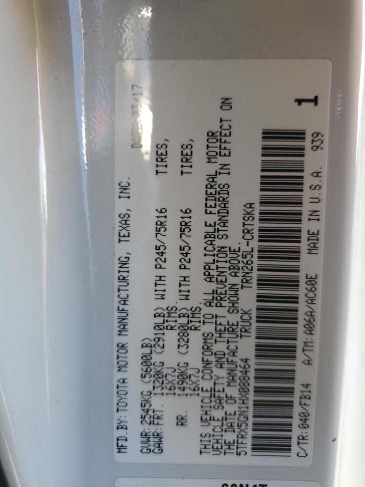 2017 Toyota Tacoma Access Cab VIN: 5TFRX5GN1HX088464 Lot: 92681995