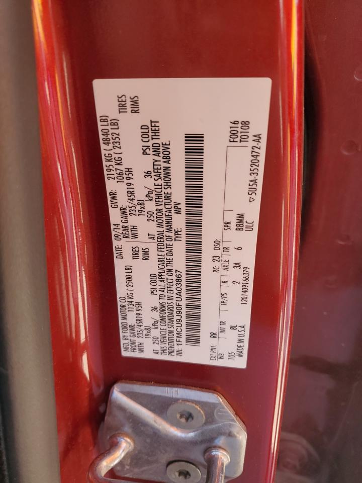 2015 Ford Escape Titanium VIN: 1FMCU9J90FUA03867 Lot: 92050675