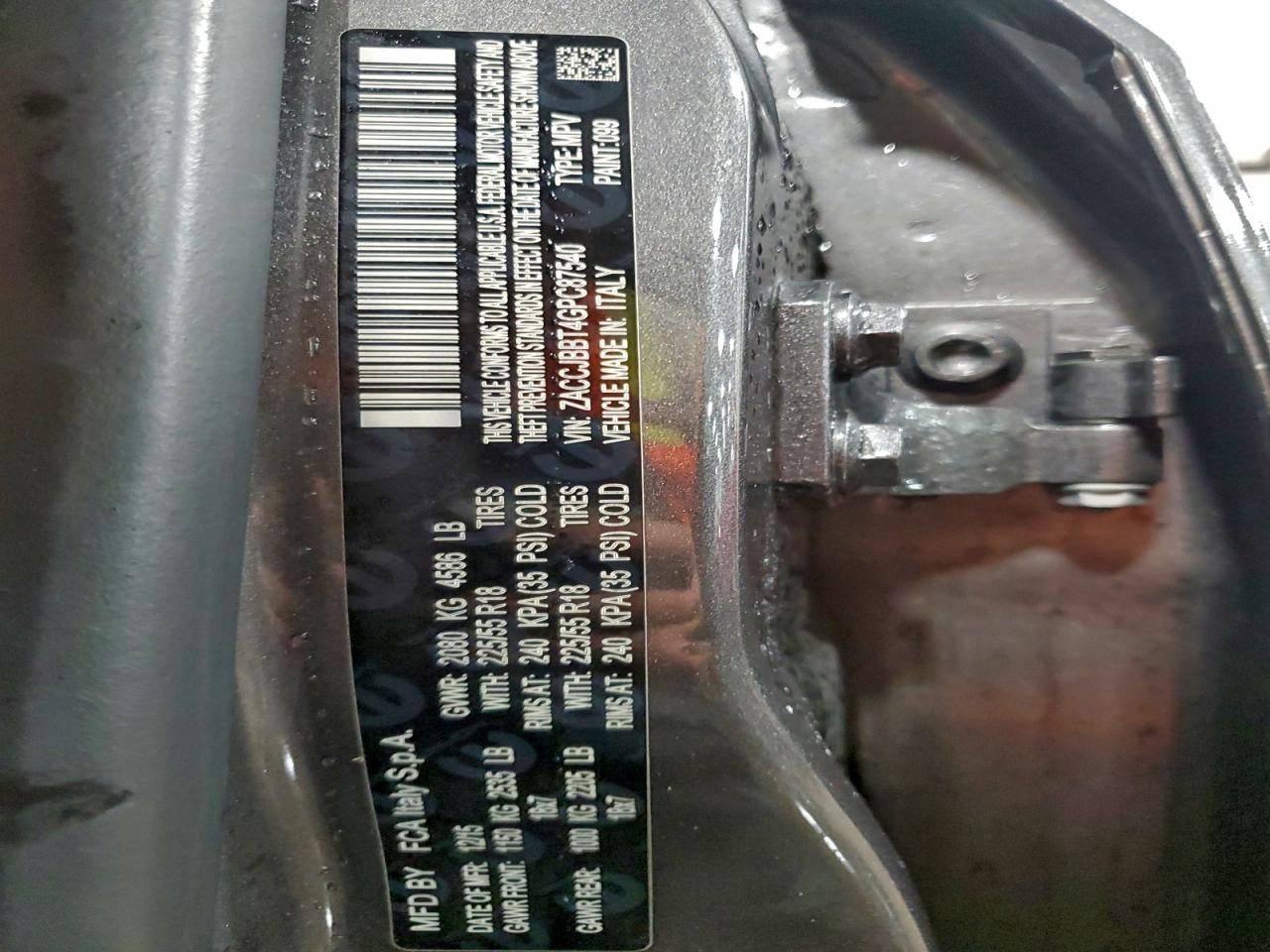 2016 Jeep Renegade Latitude VIN: ZACCJBBT4GPC87540 Lot: 93678205