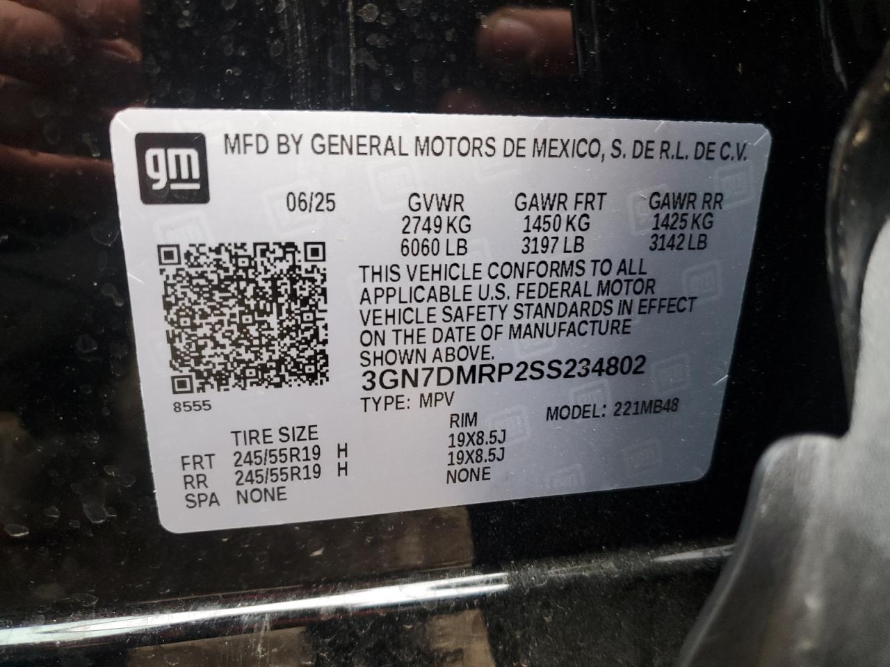 2025 Chevrolet Equinox Lt VIN: 3GN7DMRP2SS234802 Lot: 92062365