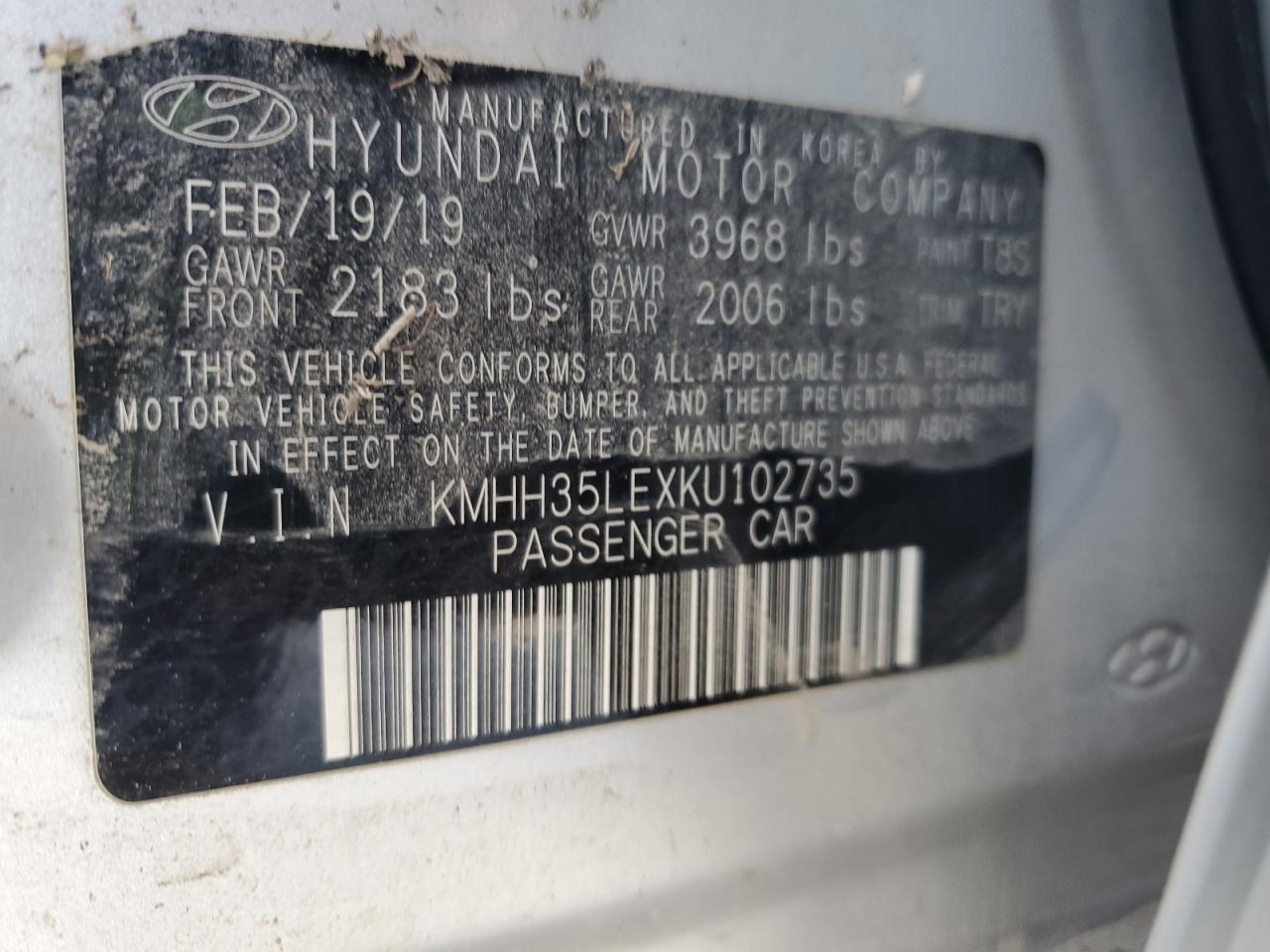 2019 Hyundai Elantra Gt VIN: KMHH35LEXKU102735 Lot: 93489705