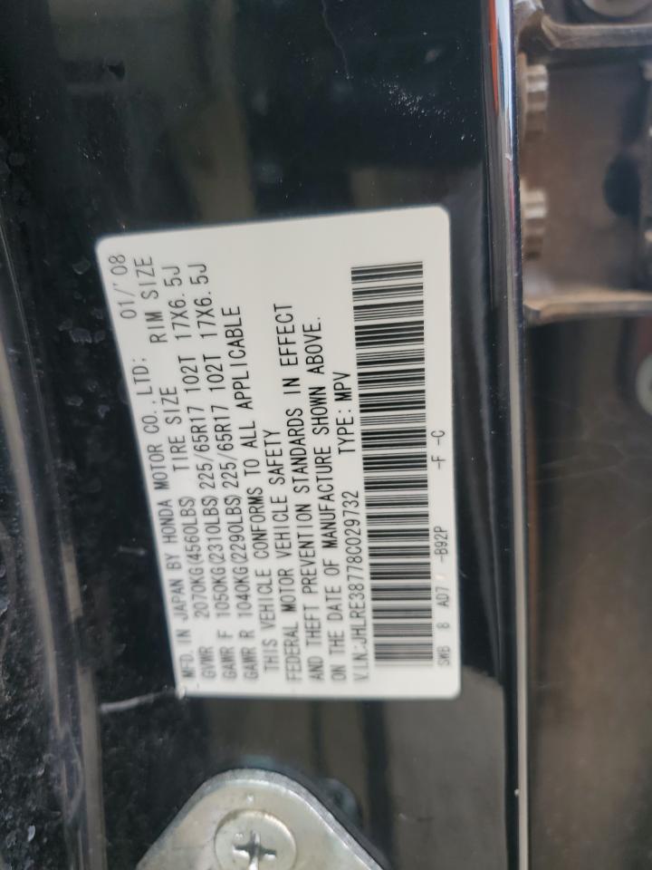 2008 Honda Cr-V Exl VIN: JHLRE38778C029732 Lot: 91699915