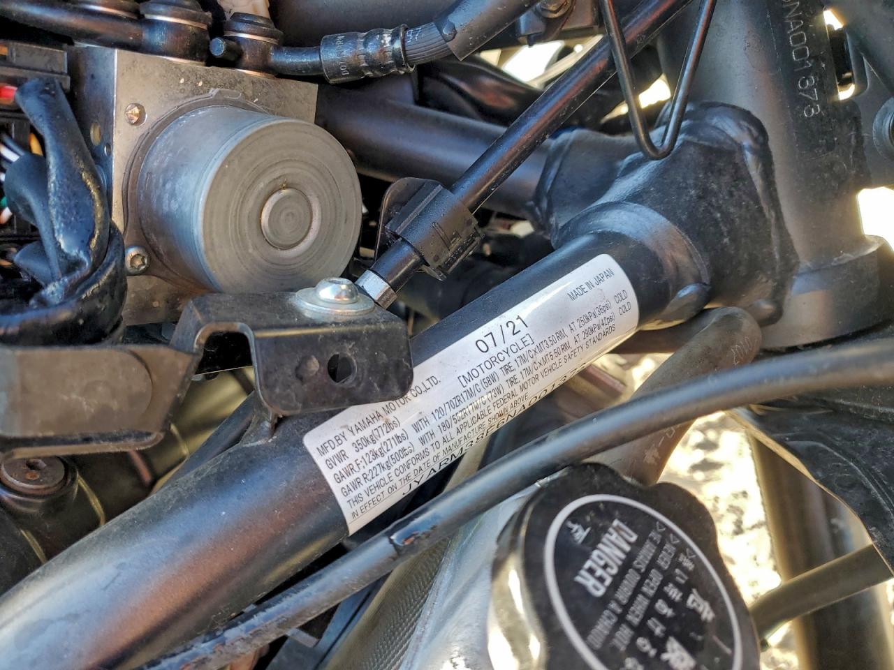 2022 Yamaha Yzfr7 VIN: JYARM38E6NA001373 Lot: 93142455