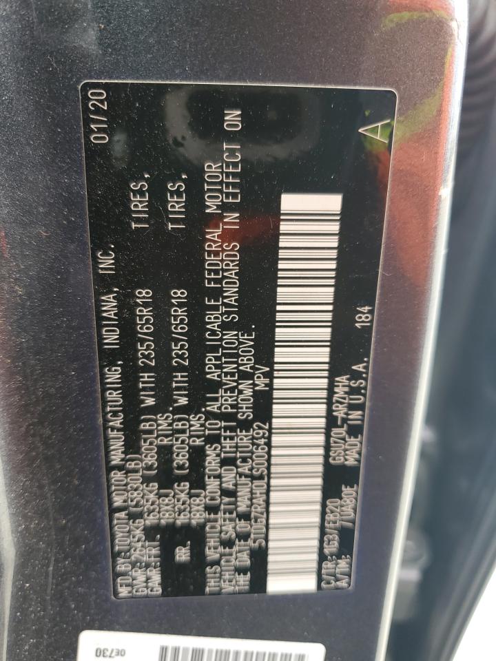 2020 Toyota Highlander Xle VIN: 5TDGZRAH0LS006492 Lot: 93466645