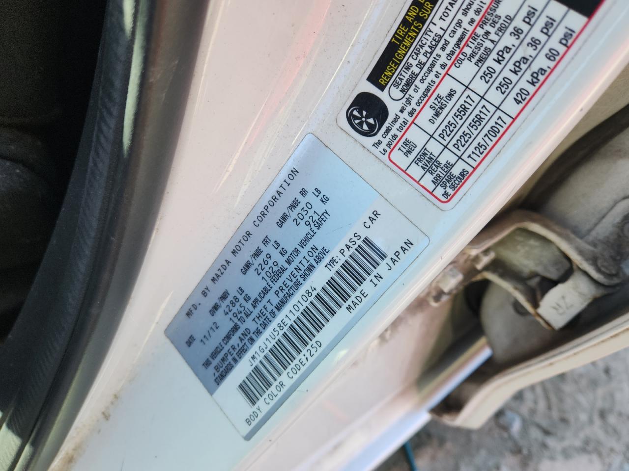 2014 Mazda 6 Sport VIN: JM1GJ1U58E1101084 Lot: 92866085