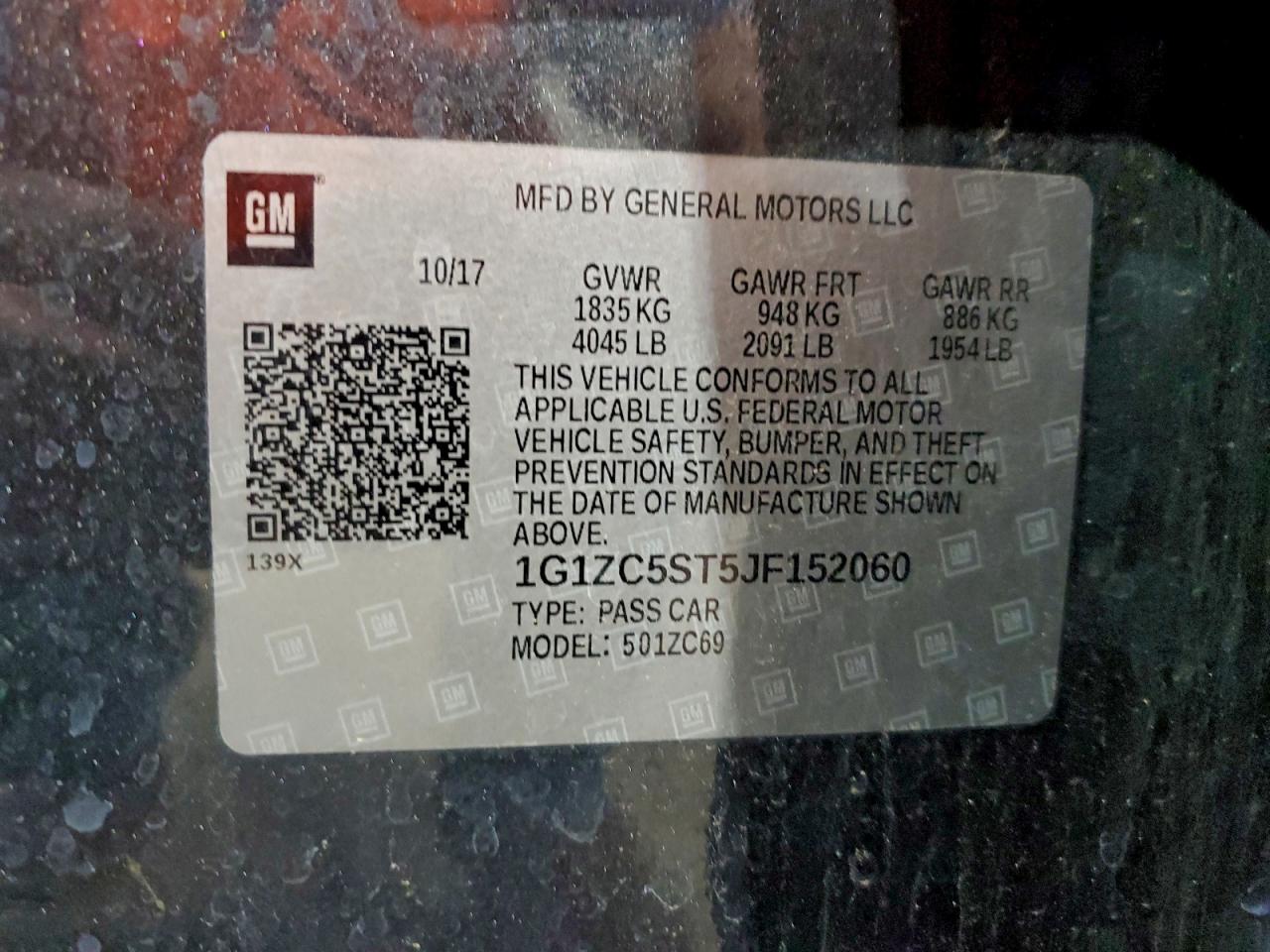 2018 Chevrolet Malibu Ls VIN: 1G1ZC5ST5JF152060 Lot: 94285815