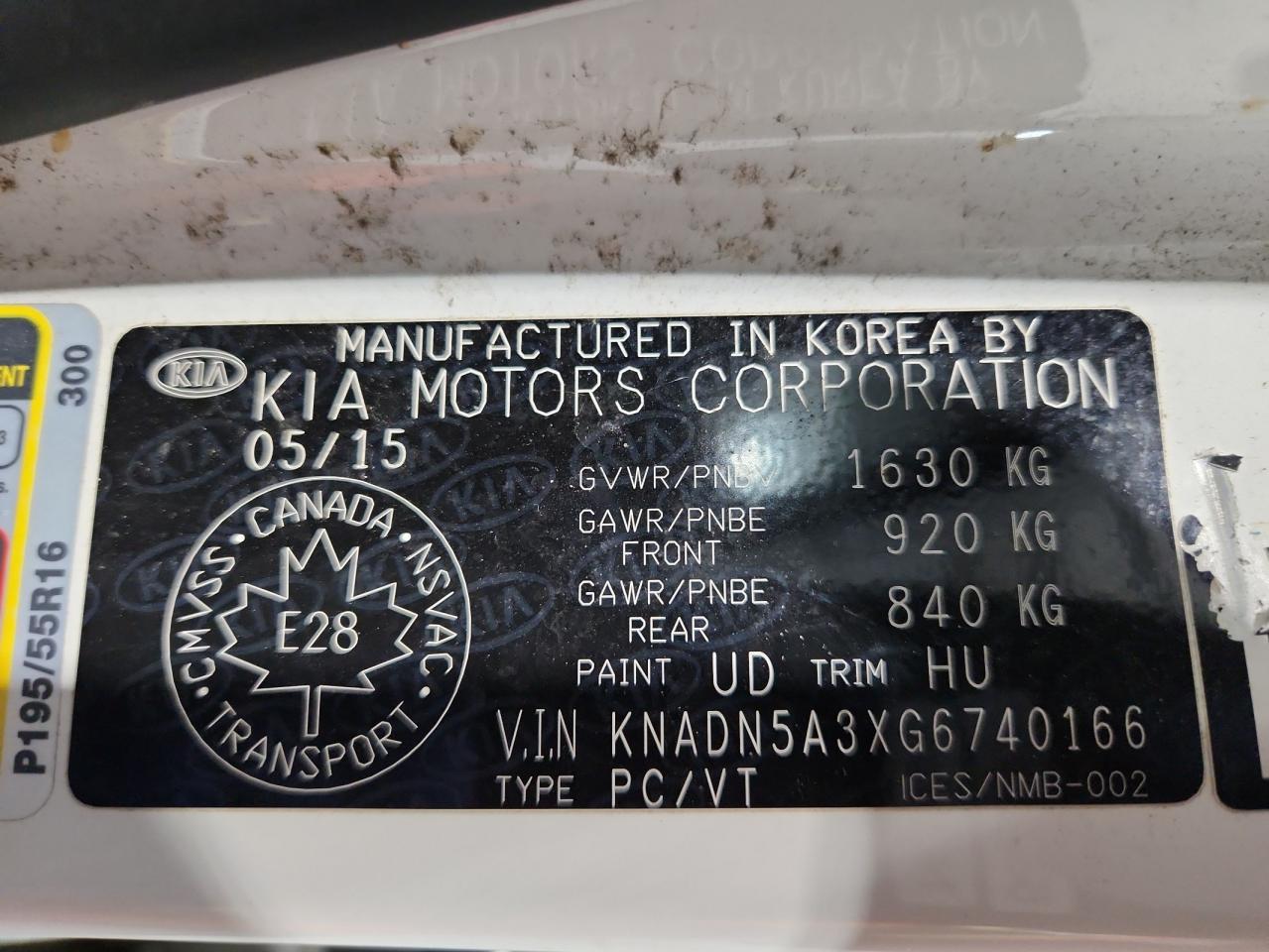 2016 Kia Rio Ex VIN: KNADN5A3XG6740166 Lot: 94095535