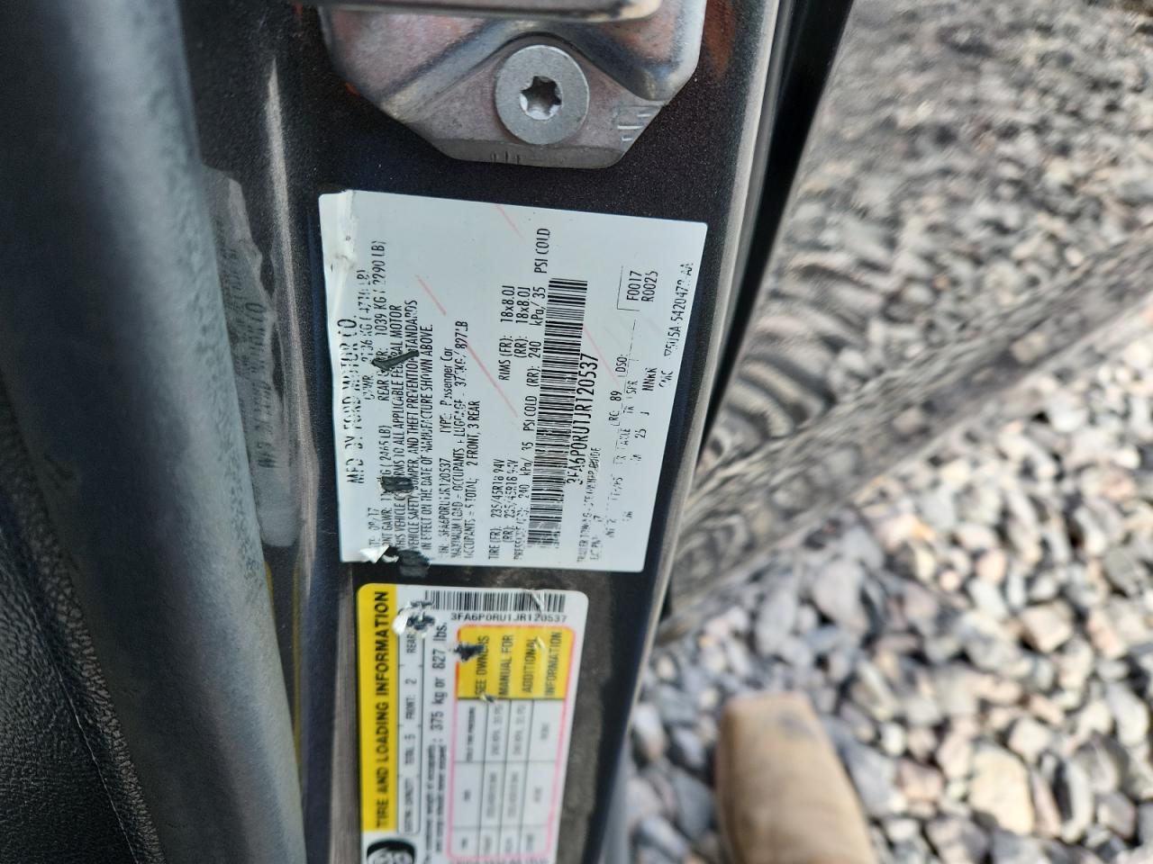 2018 Ford Fusion Titanium/Platinum Hev VIN: 3FA6P0RU1JR120537 Lot: 91293615