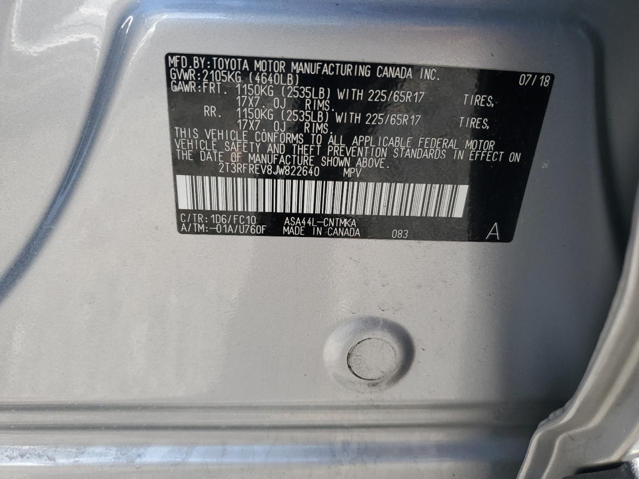 2018 Toyota Rav4 Adventure VIN: 2T3RFREV8JW822640 Lot: 91145005