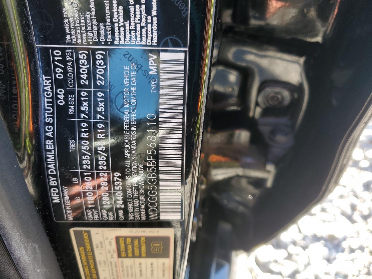 2011 Mercedes-Benz Glk 350 VIN: WDCGG5GB5BF568110 Lot: 92394285