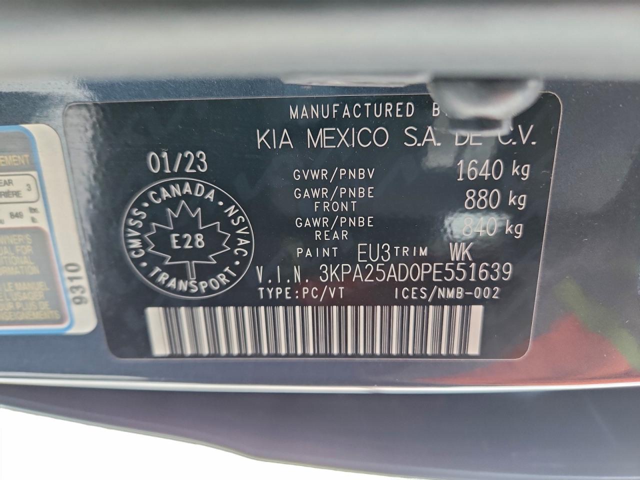 2023 Kia Rio S VIN: 3KPA25AD0PE551639 Lot: 94659655