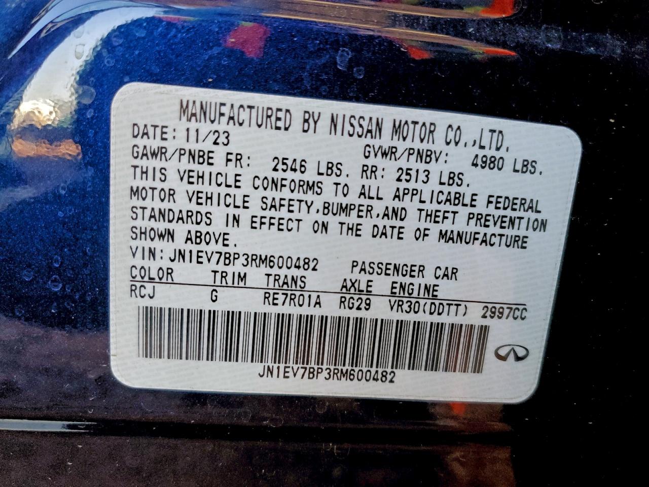 2024 Infiniti Q50 Luxe VIN: JN1EV7BP3RM600482 Lot: 93901925