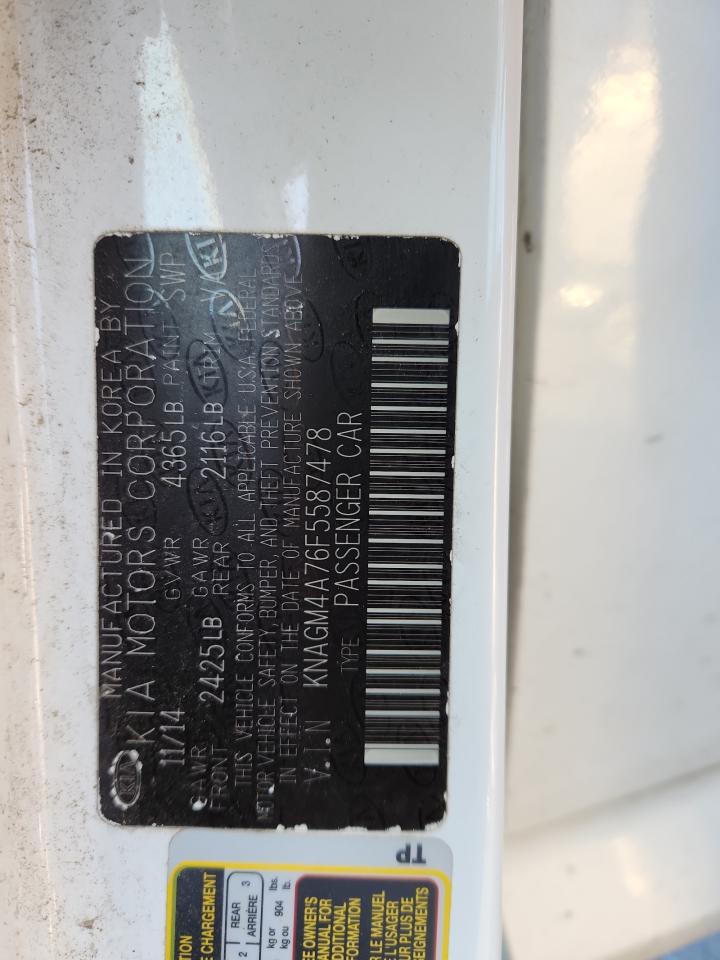 2015 Kia Optima Lx VIN: KNAGM4A76F5587478 Lot: 92469575