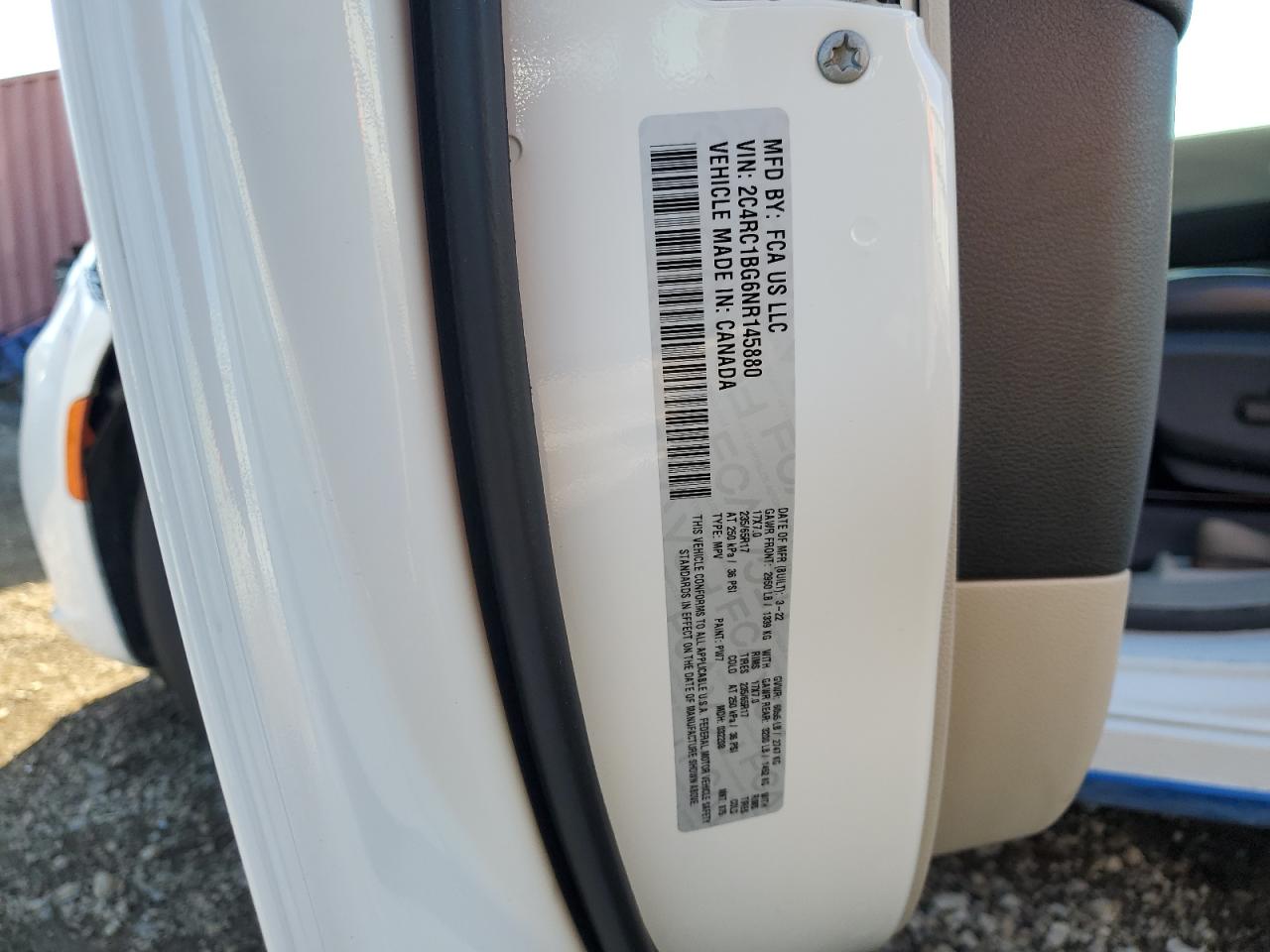 2022 Chrysler Pacifica Touring L VIN: 2C4RC1BG6NR145880 Lot: 92575315