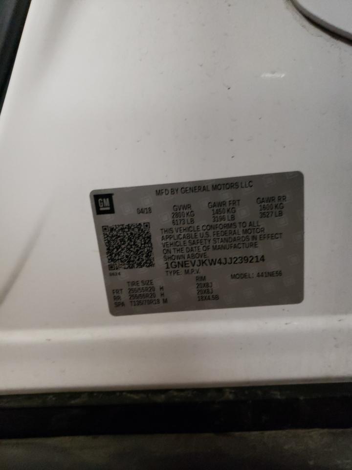 2018 Chevrolet Traverse Premier VIN: 1GNEVJKW4JJ239214 Lot: 91701165