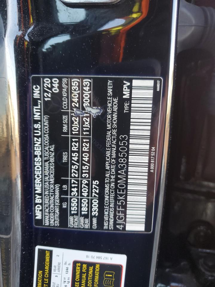 2021 Mercedes-Benz Gls 450 4Matic VIN: 4JGFF5KE0MA385053 Lot: 92416575