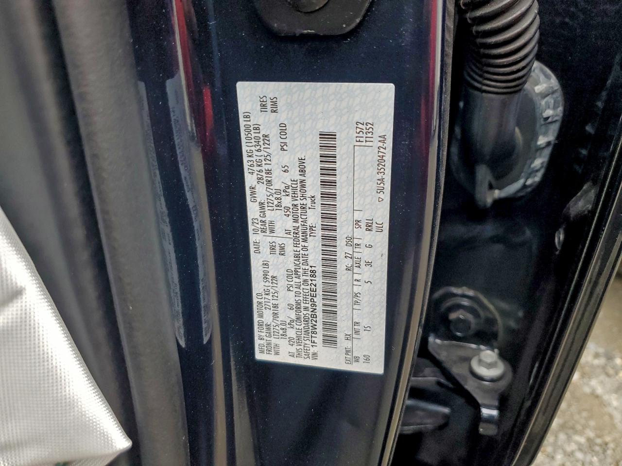 2023 Ford F250 Super Duty VIN: 1FT8W2BN9PEE21881 Lot: 92154295