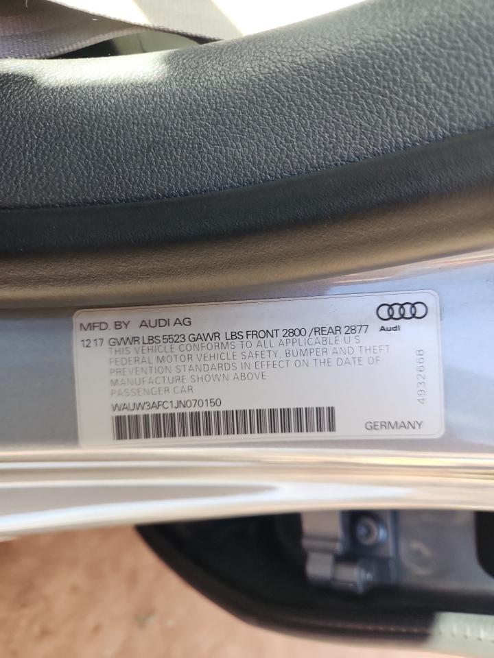 2018 Audi A7 Premium Plus VIN: WAUW3AFC1JN070150 Lot: 93375335