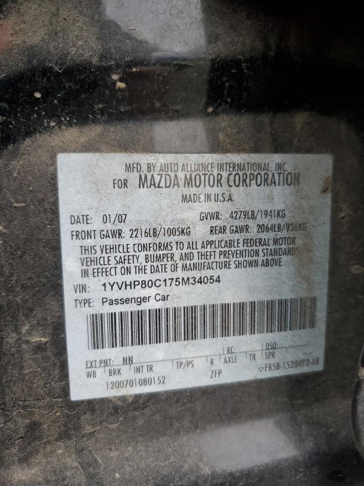 2007 Mazda 6 I VIN: 1YVHP80C175M34054 Lot: 91868015