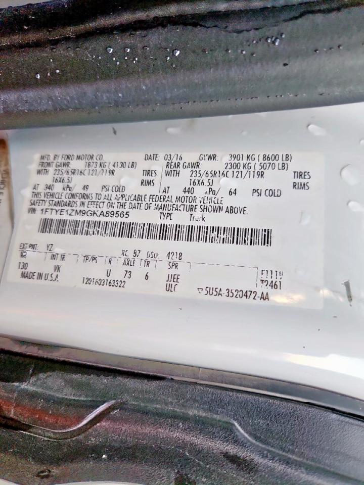 2016 Ford Transit T-150 Delivery Van VIN: 1FTYE1ZM9GKA89565 Lot: 90099965