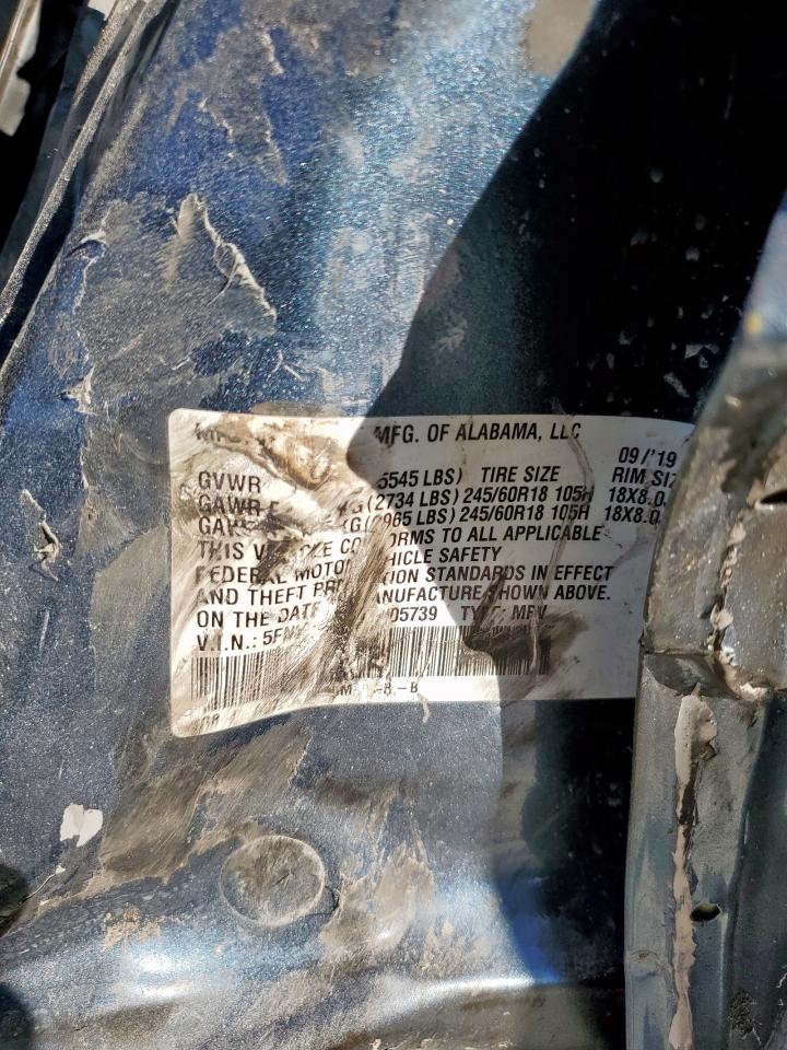 2020 Honda Pilot Exl VIN: 5FNYF5H56LB005739 Lot: 92000625