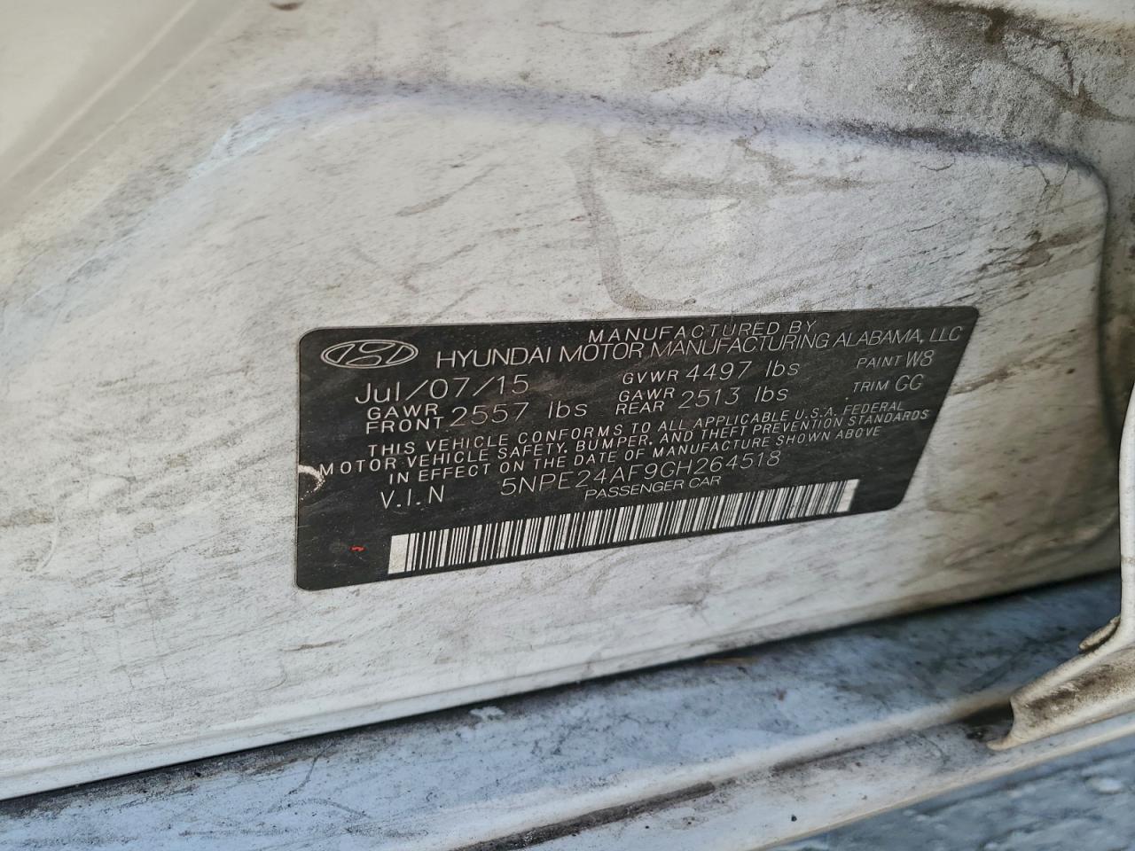 2016 Hyundai Sonata Se VIN: 5NPE24AF9GH264518 Lot: 93713145